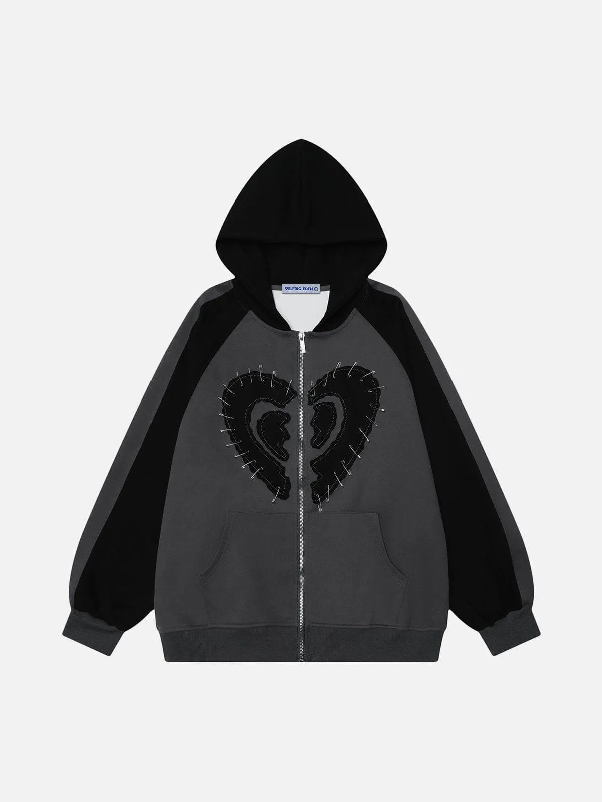 Aelfric Eden Pin Embroidery Heart Zip Up Hoodie