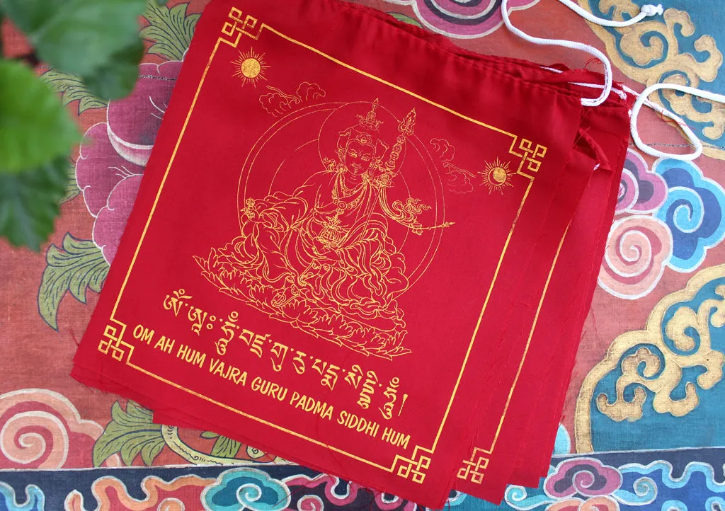 All Red Guru Padhmasambhava Tibetan Prayer Flag