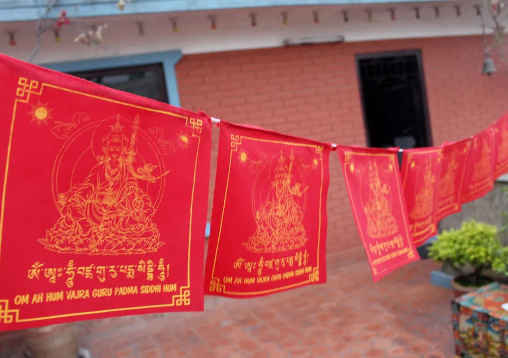 All Red Guru Padhmasambhava Tibetan Prayer Flag