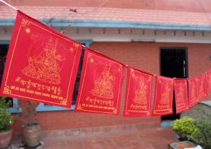 All Red Guru Padhmasambhava Tibetan Prayer Flag