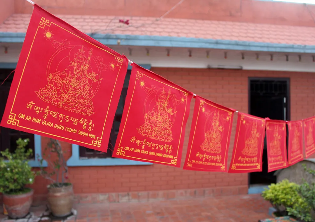 All Red Guru Padhmasambhava Tibetan Prayer Flag