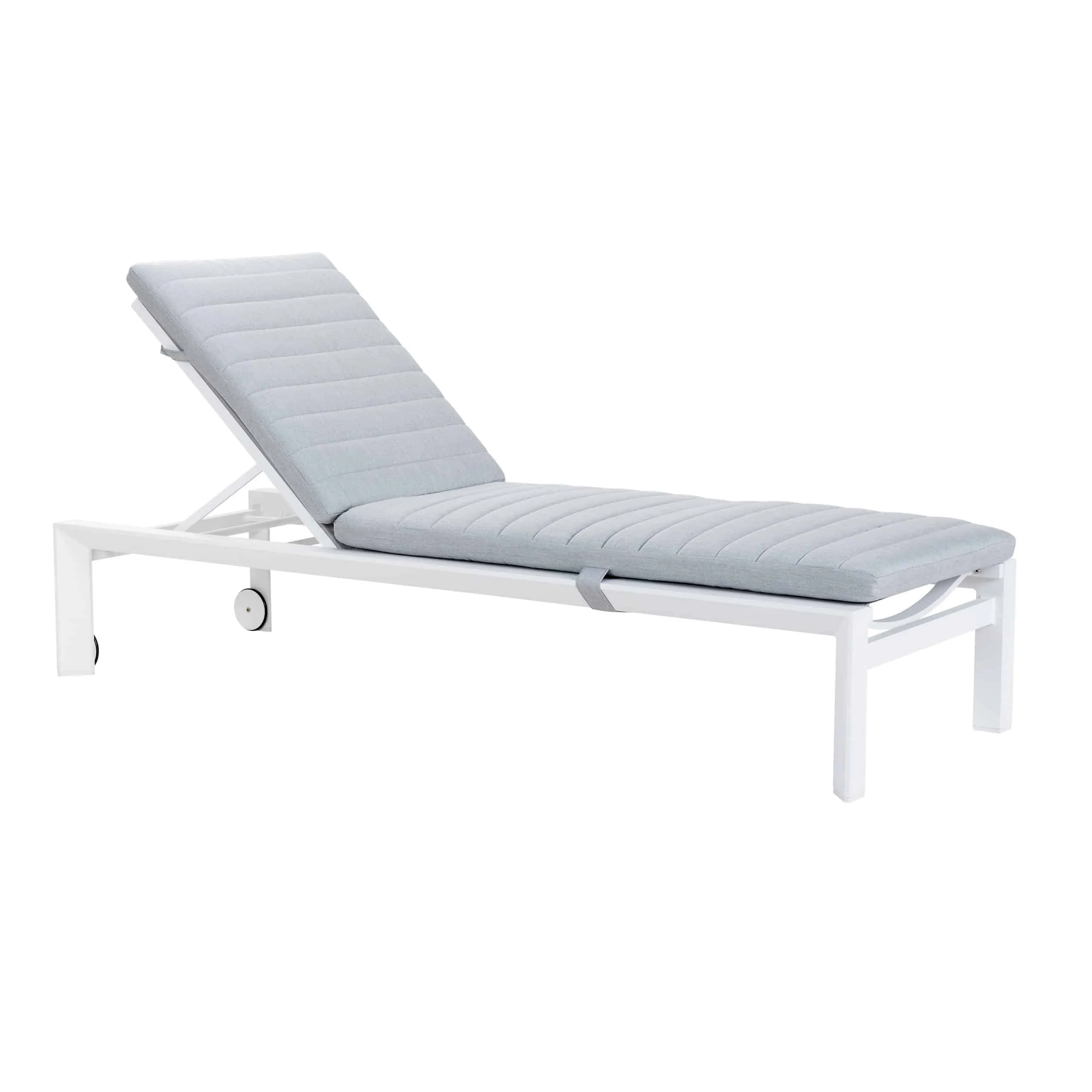 Amazon Aluminium Sun Lounger in White with Sunbrella Grey Cushion