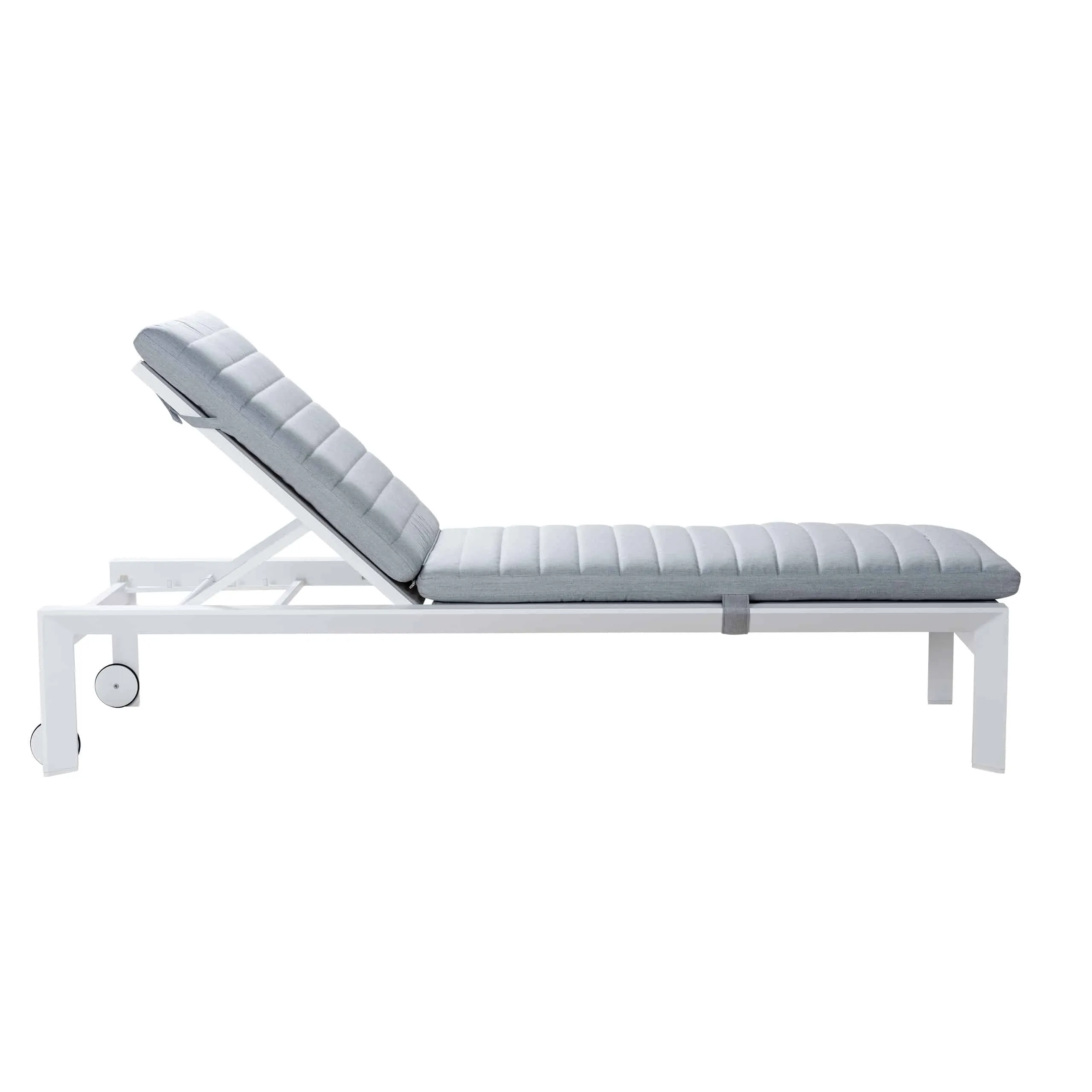 Amazon Aluminium Sun Lounger in White with Sunbrella Grey Cushion