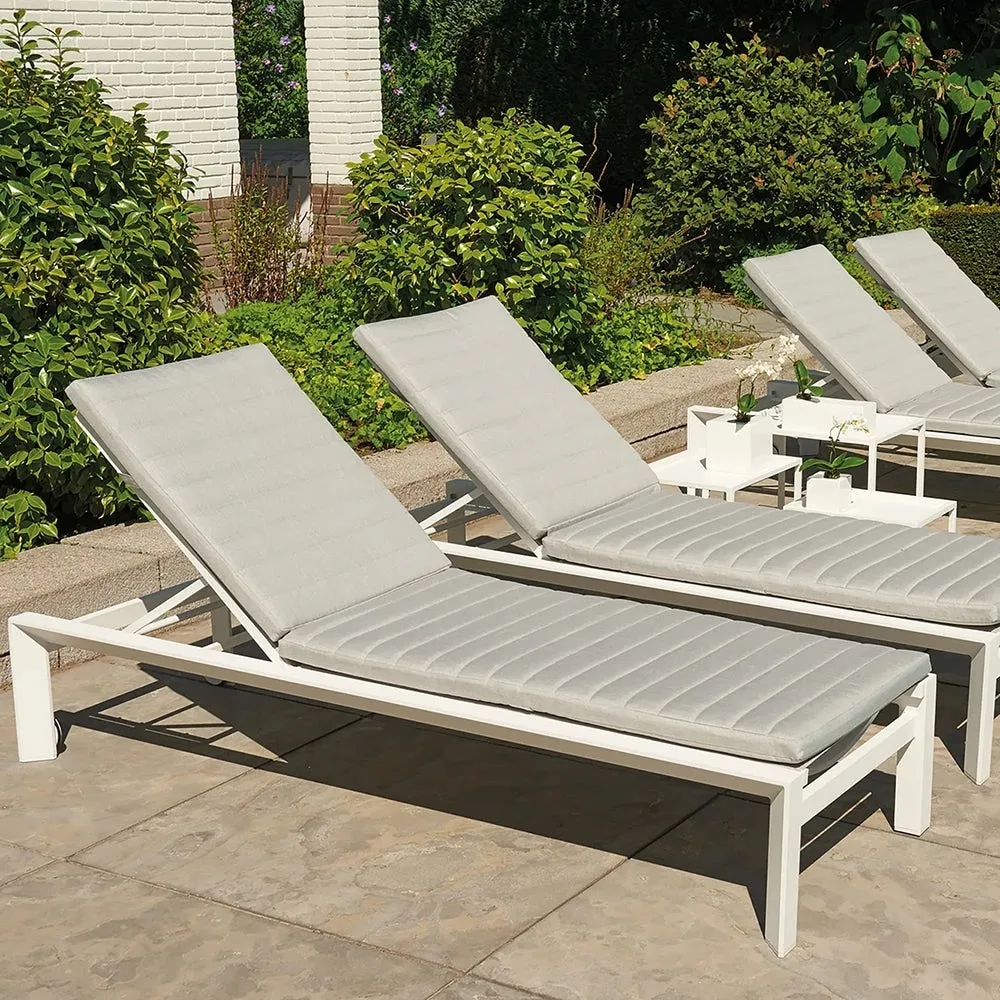 Amazon Aluminium Sun Lounger in White with Sunbrella Grey Cushion