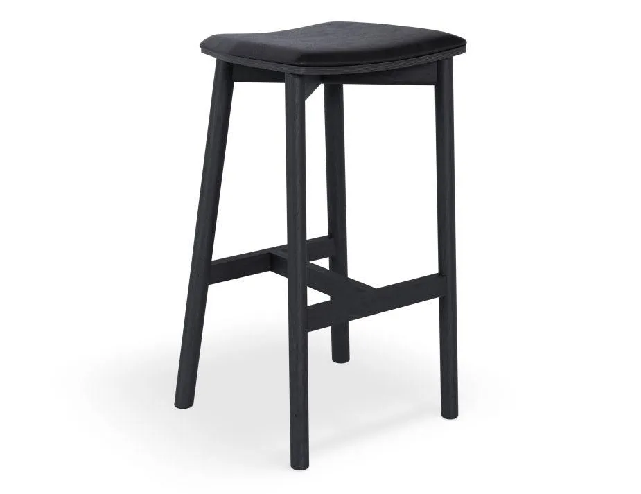 Andi Stool - Black - Backless with Pad - 66cm Seat Height Vintage Tan Vegan leather Seat Pad