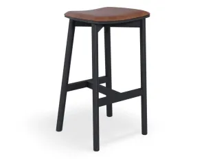 Andi Stool - Black - Backless with Pad - 66cm Seat Height Vintage Tan Vegan leather Seat Pad