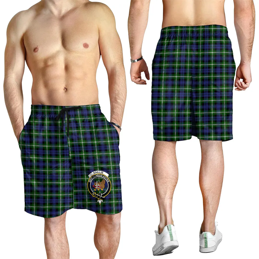 Baillie (Bailey) Tartan Mens Shorts with Family Crest