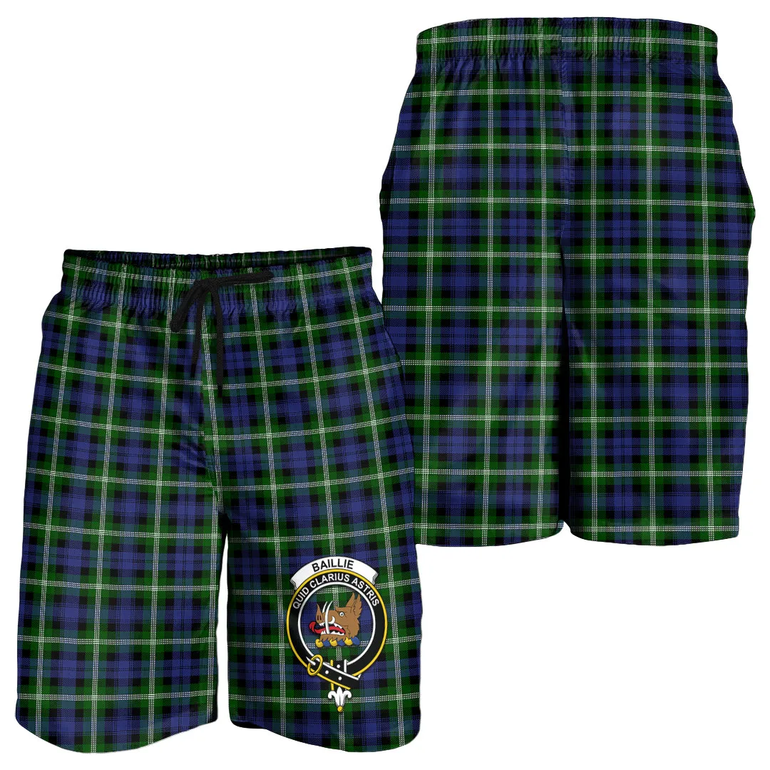 Baillie (Bailey) Tartan Mens Shorts with Family Crest