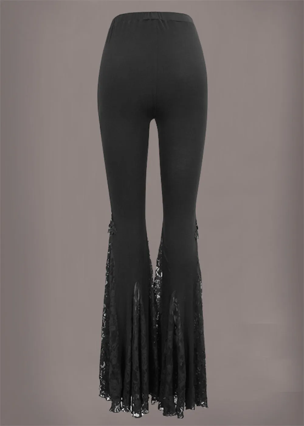 Black Lace Gothic Bell Bottom Pants