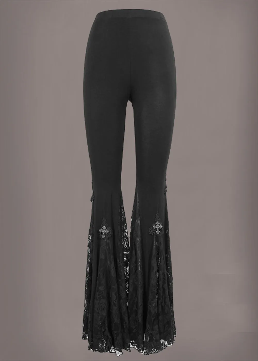 Black Lace Gothic Bell Bottom Pants