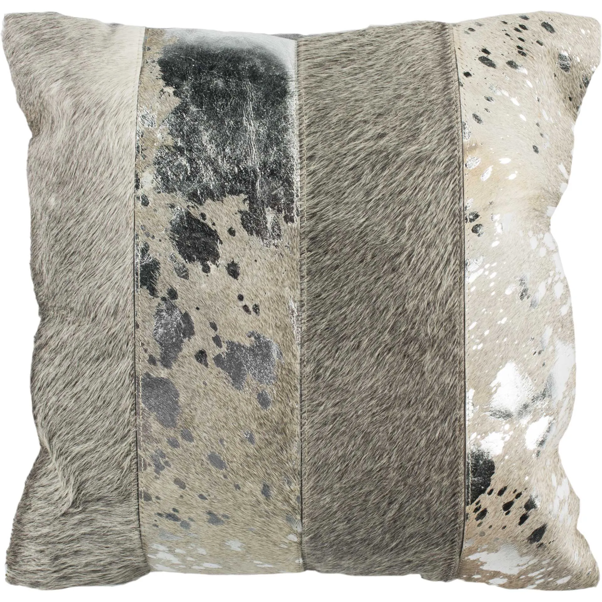 Blake Metallic Cowhide Pillow Gray/Silver