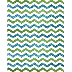 Blue and Green Glitter Chevron Printed Backdrop