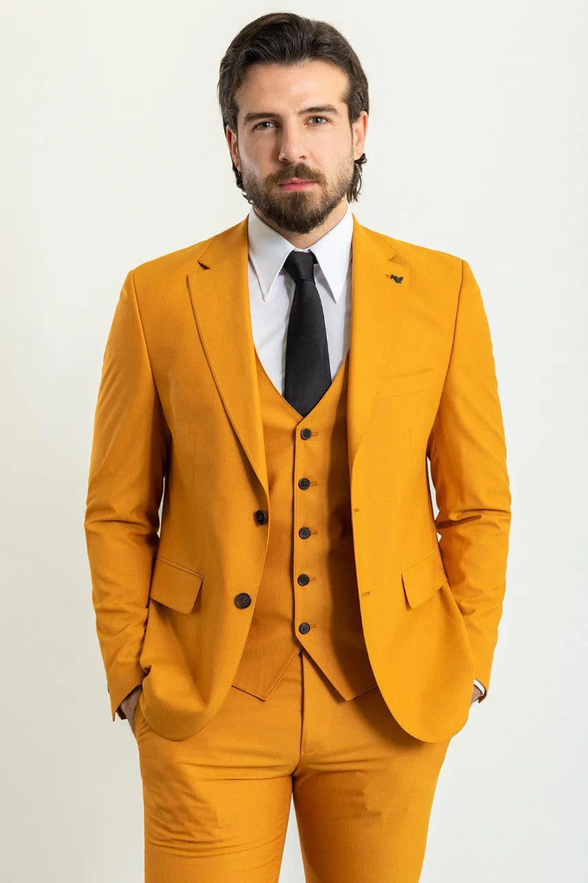 Bojoni Trivento Mustard Slim Fit Suit