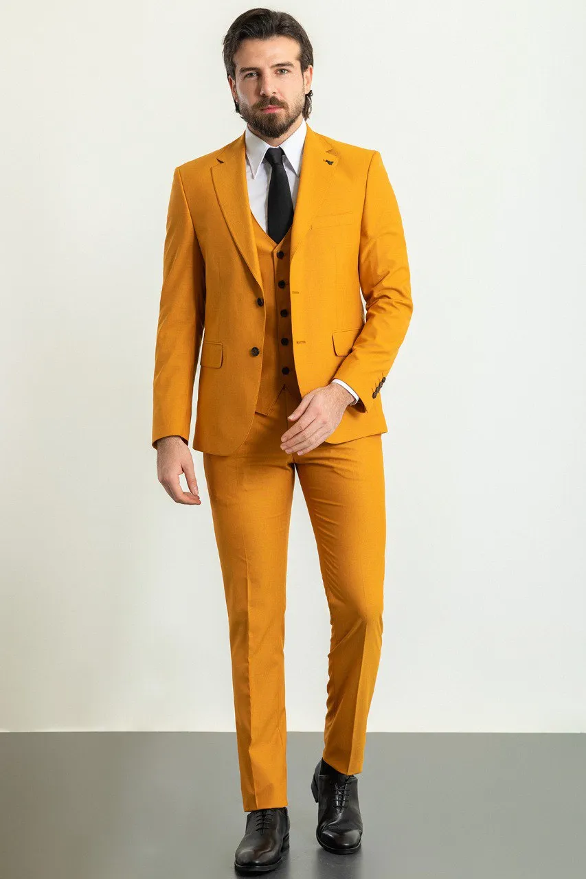 Bojoni Trivento Mustard Slim Fit Suit