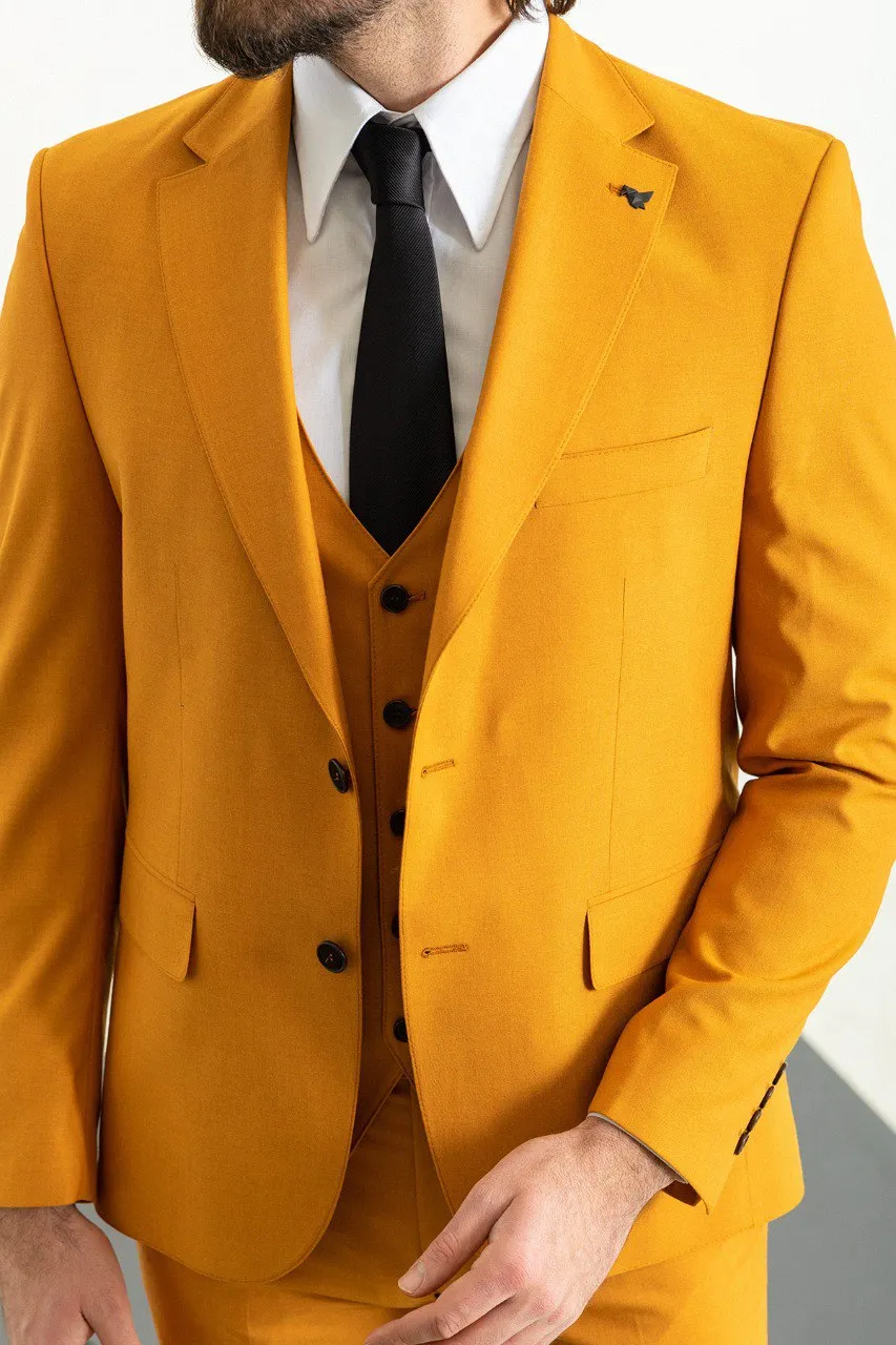 Bojoni Trivento Mustard Slim Fit Suit