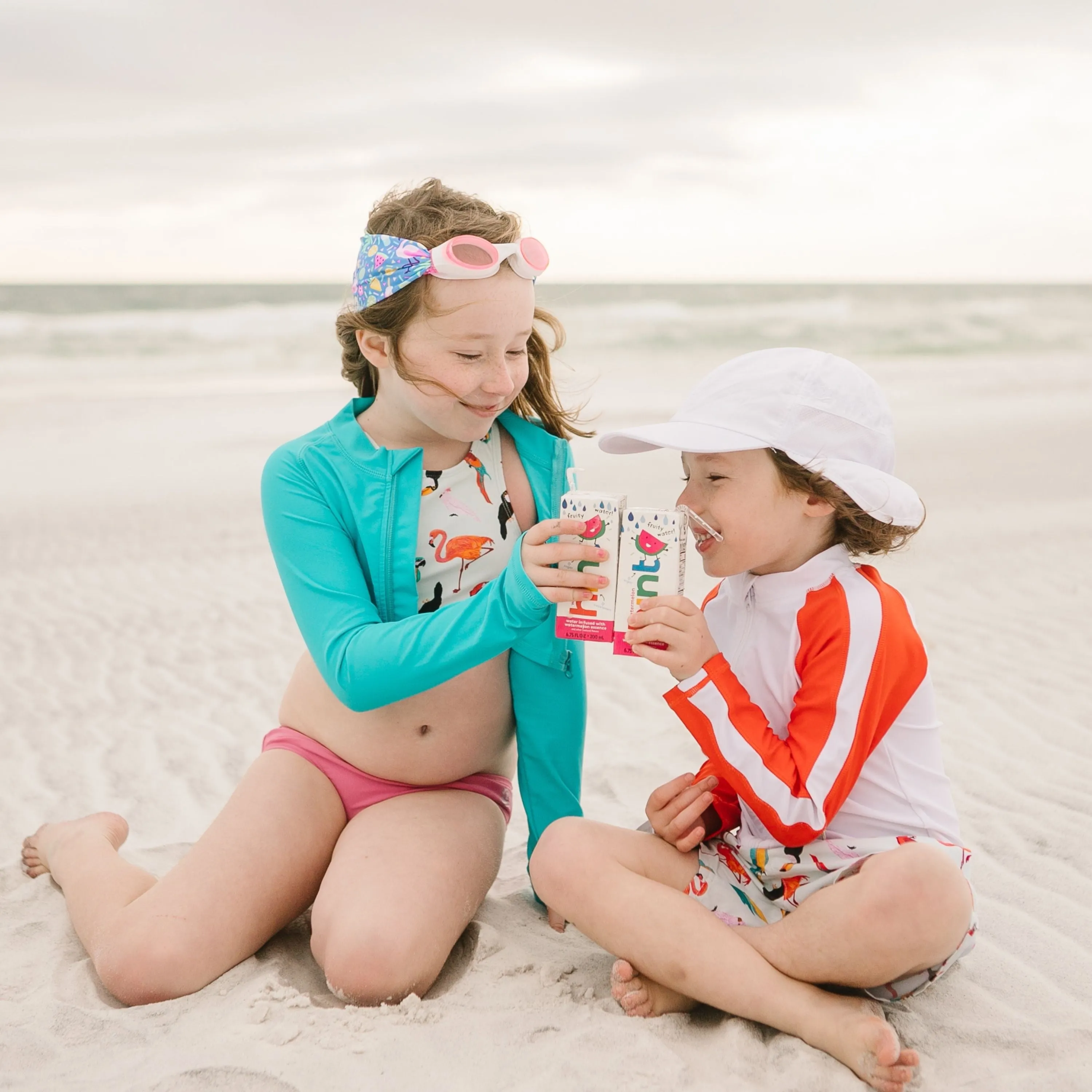 Boys Long Sleeve Zipper Rash Guard and Swim Trunk Set | "Tropical Birds”