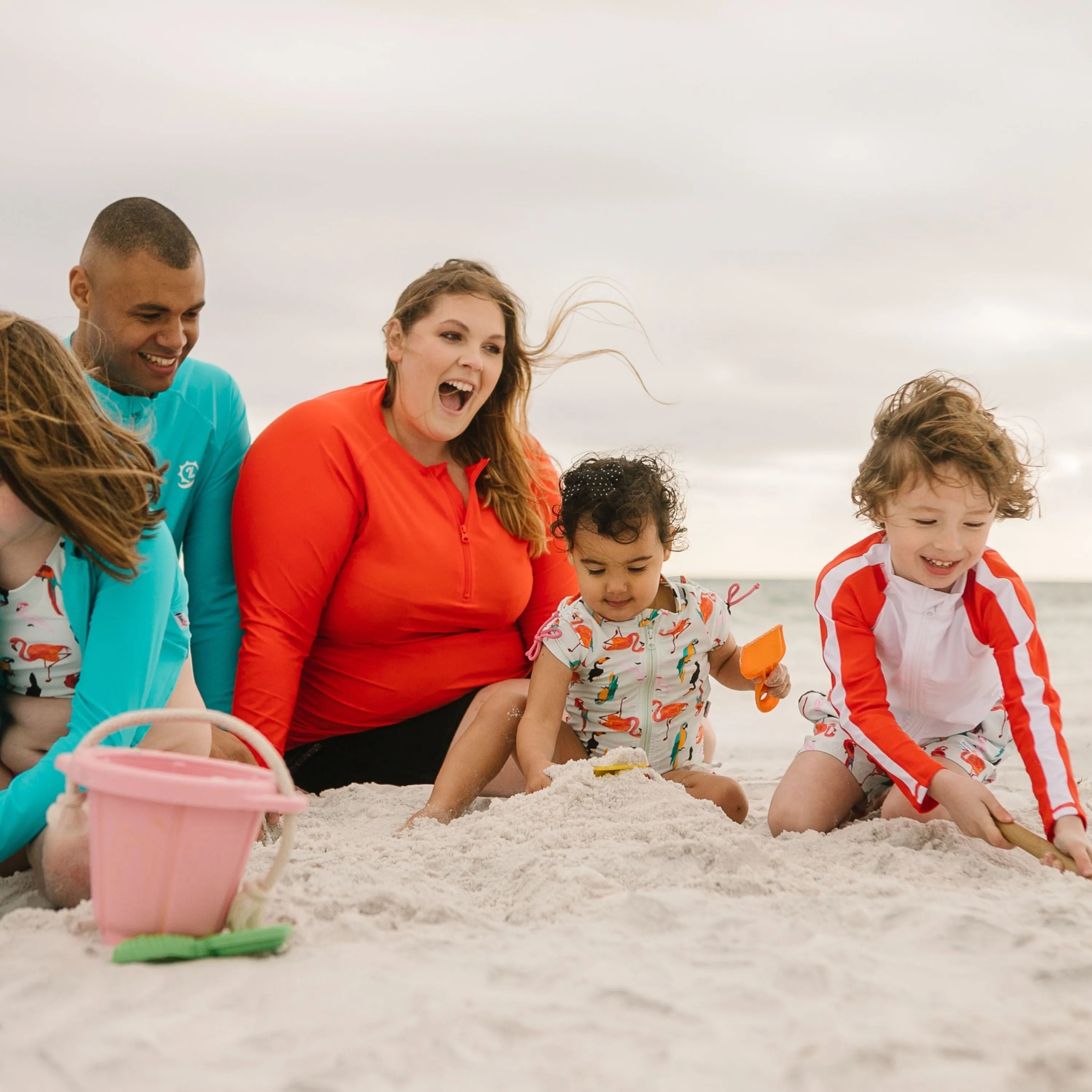 Boys Long Sleeve Zipper Rash Guard and Swim Trunk Set | "Tropical Birds”