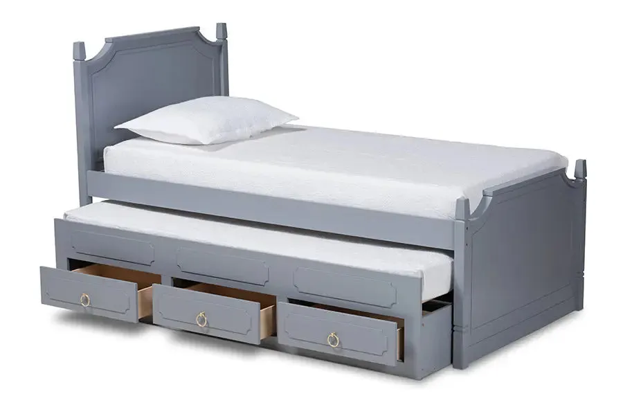 Brady Gray Finished Wood 3-Drawer Storage Bed w/Pull-Out Trundle Bed (Twin)