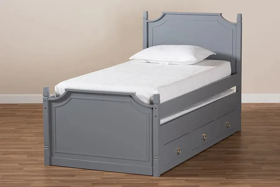 Brady Gray Finished Wood 3-Drawer Storage Bed w/Pull-Out Trundle Bed (Twin)