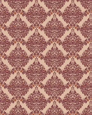 Brown & Maroon Damask Printed Backdrop