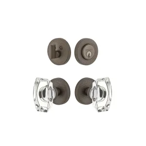 Circolo Leather Rosette Entry Set with Stella Knob in Titanium Gray