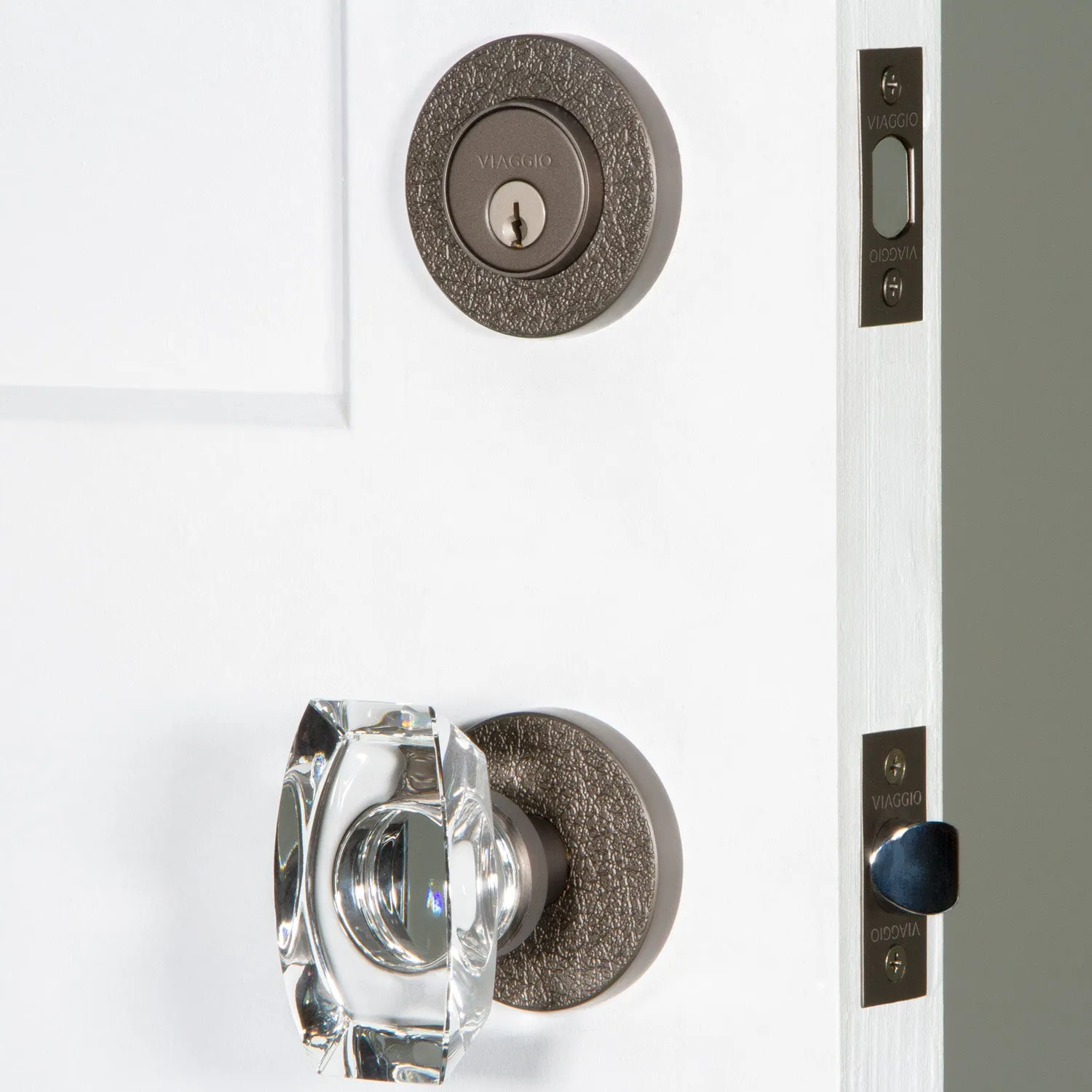 Circolo Leather Rosette Entry Set with Stella Knob in Titanium Gray