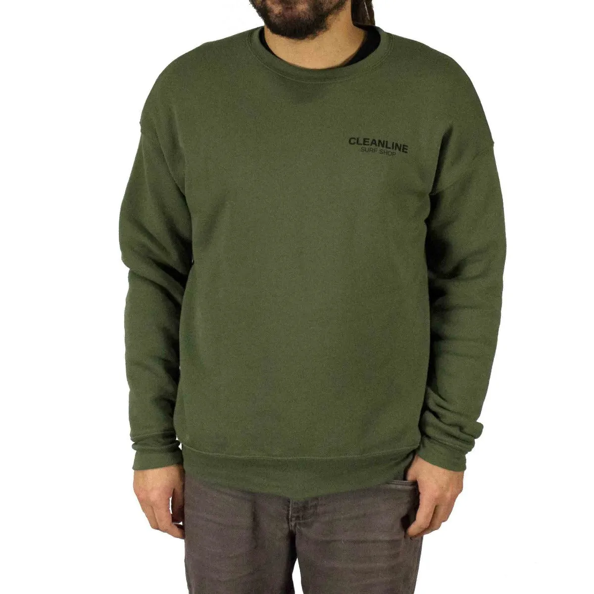 Cleanline Lines Crew Sweatshirt - Military Green