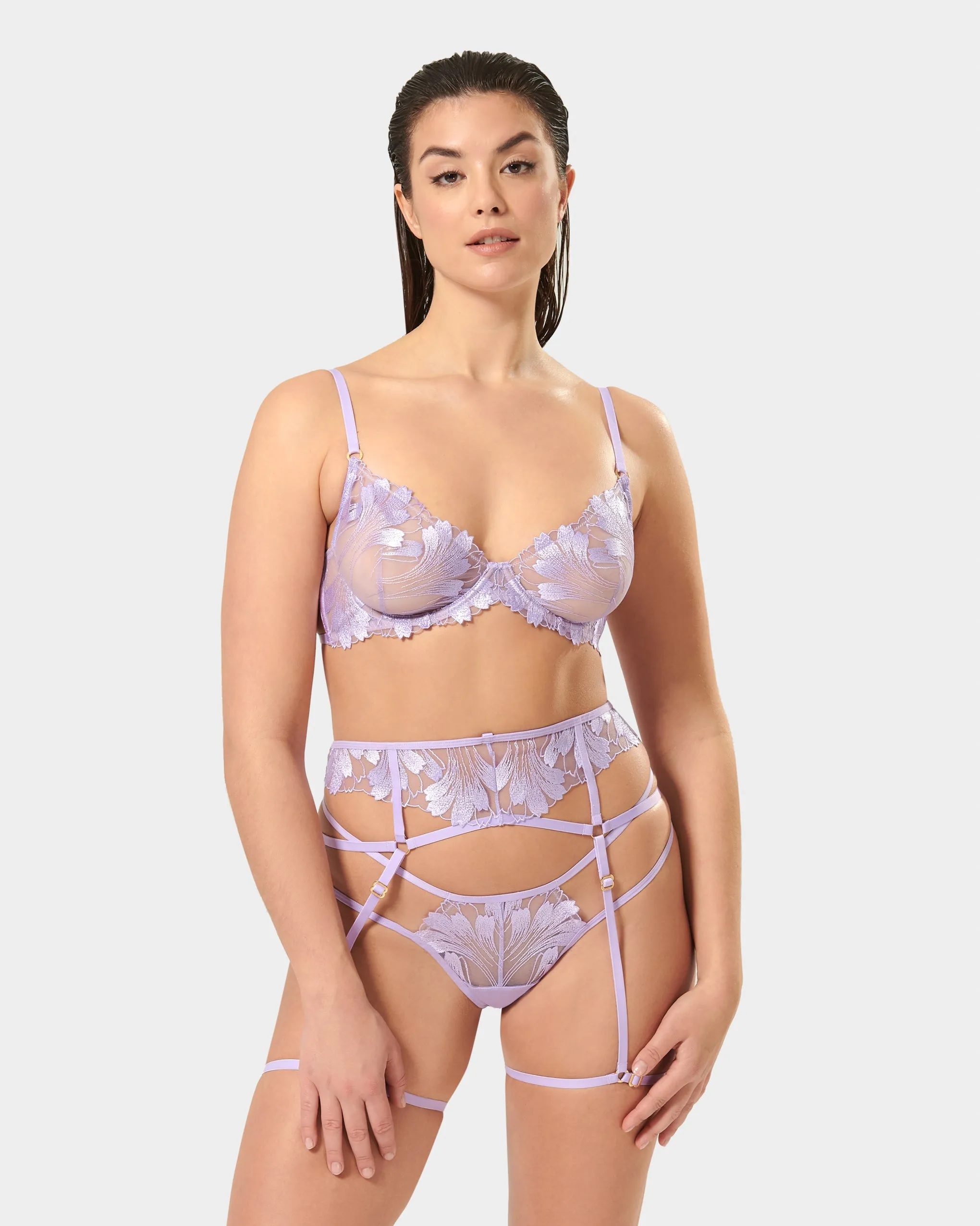 Colette Suspender Thigh Harness Purple Rose