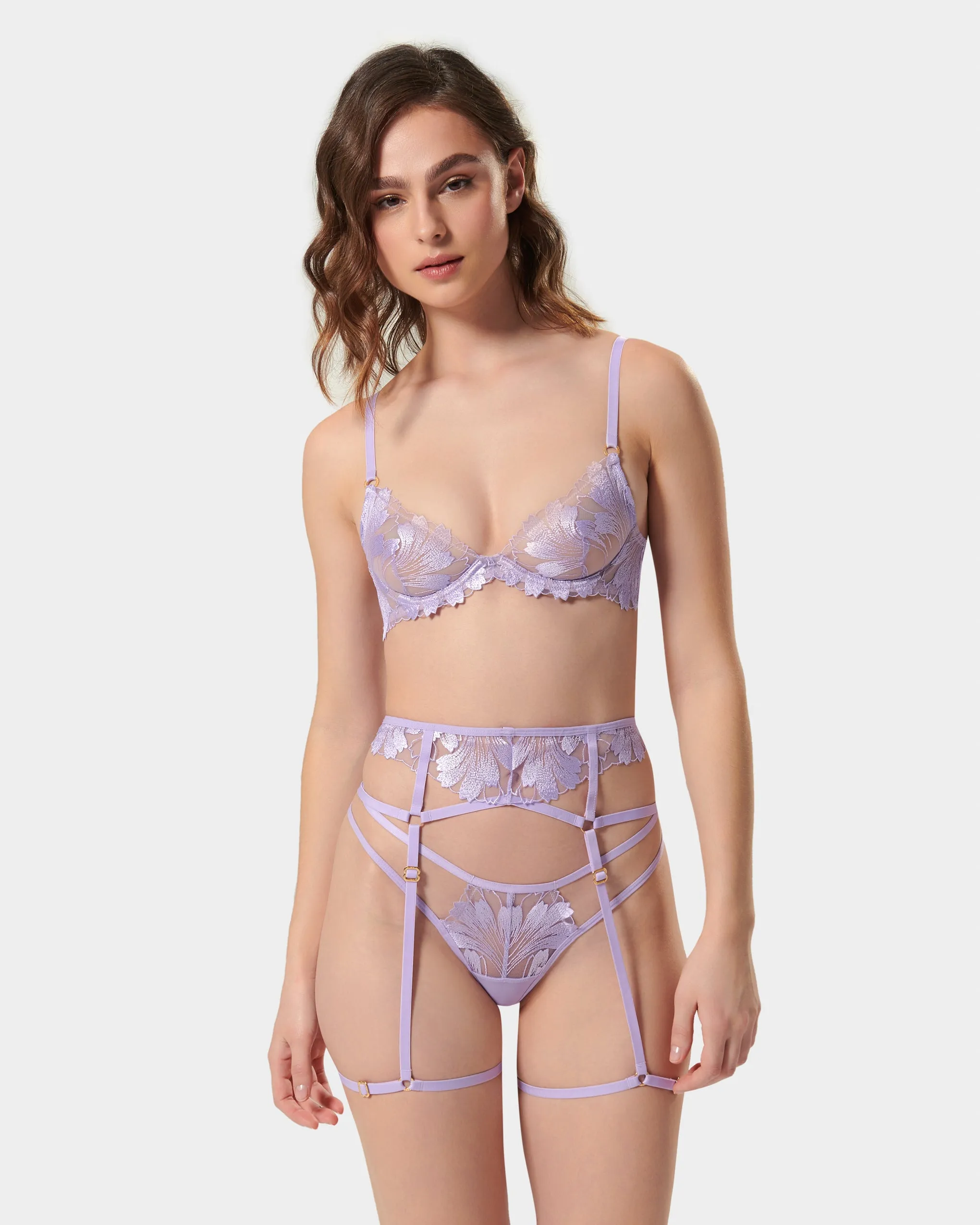 Colette Suspender Thigh Harness Purple Rose