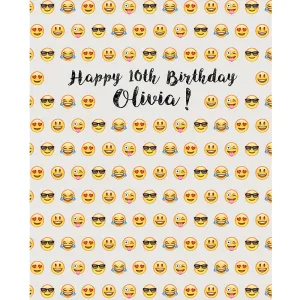 Custom Emoji Birthday Printed Backdrop