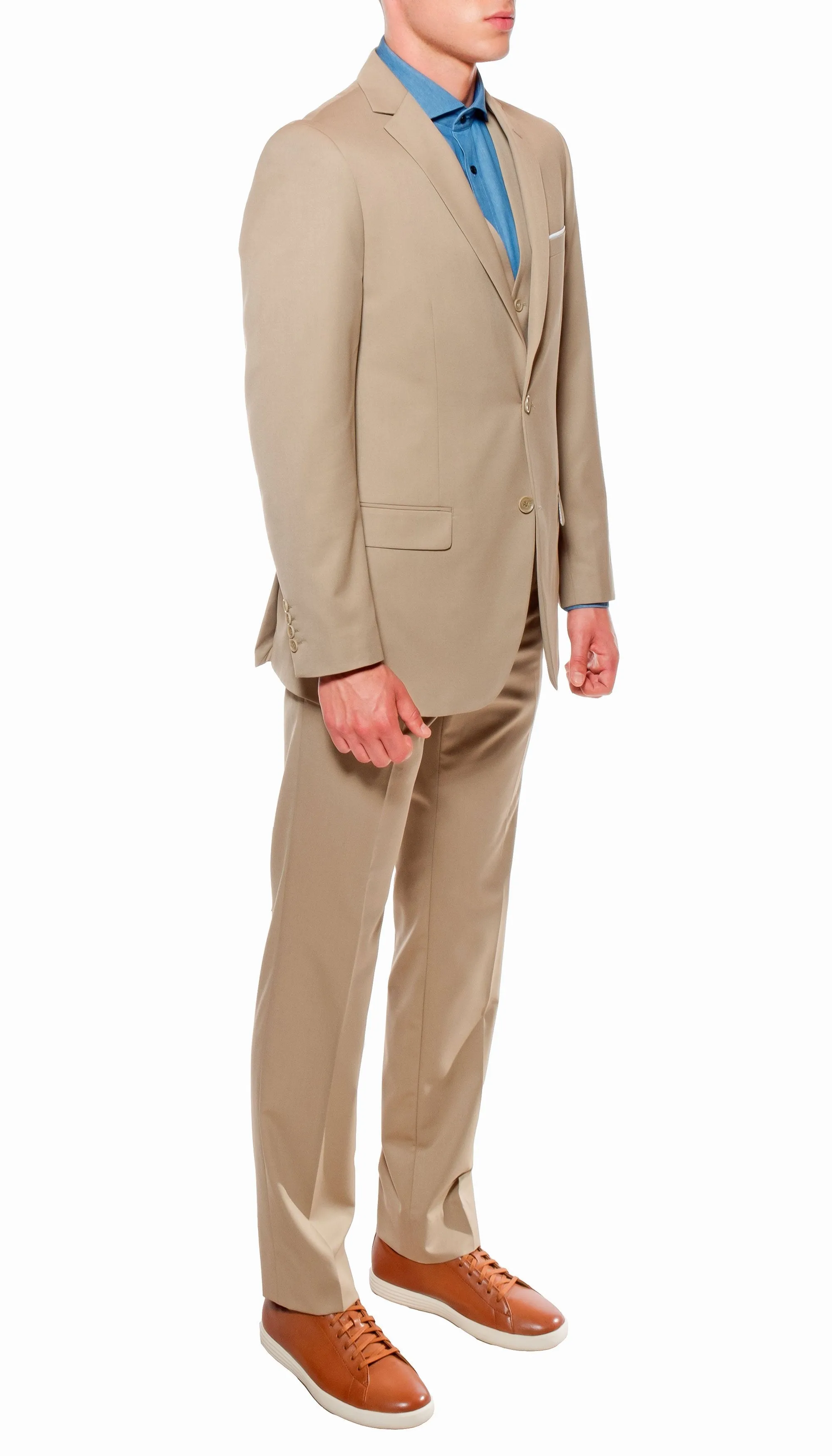 Ferrecci Mens Savannah Tan Slim Fit 3 Piece Suit