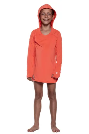 Girl's Seacoast Swim Cover-Up Dress  |  Vivid Coral