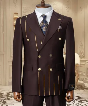 Gold Embroidered 2-piece Slim Fit Burgundy Suit