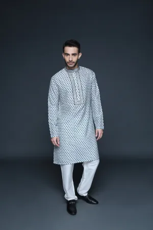 Hand Block Printed Embroidered Kurta Set