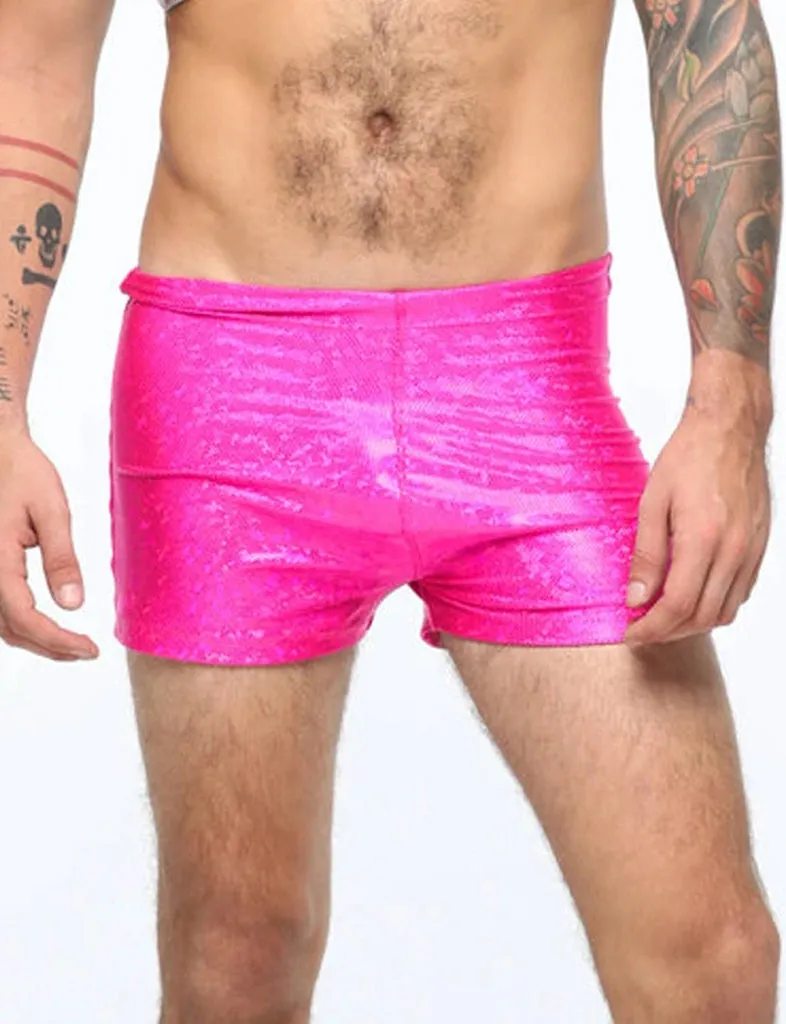 HOLOGRAPHIC MENS SHORTS - PINK