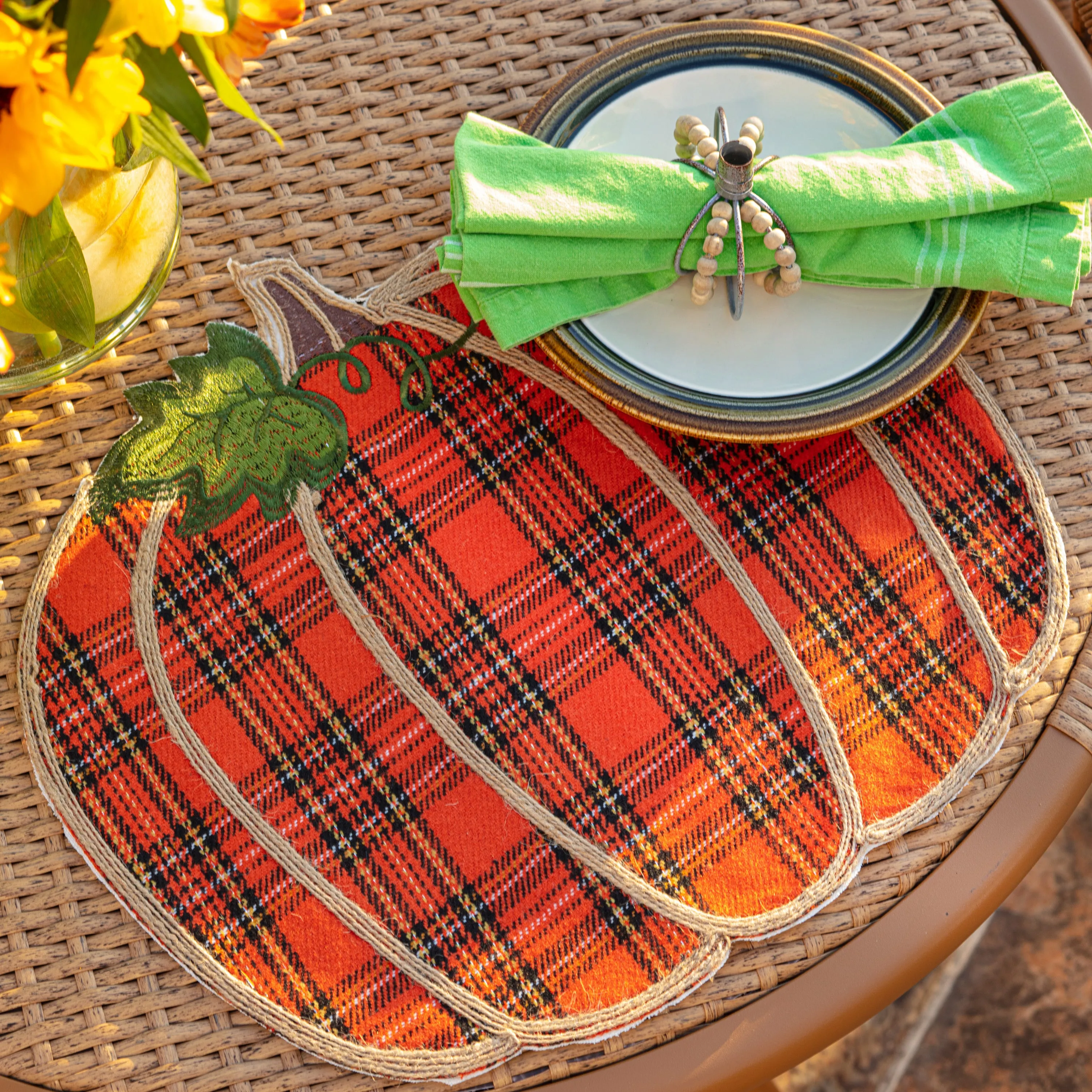 Indoor Pumpkin Plaid Orange Placemat