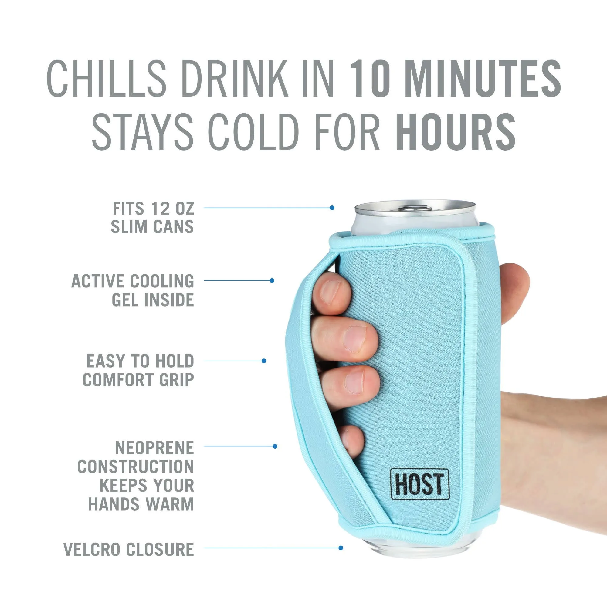 Insta-Chill Sleeve w/ Cooling Gel - Slim Cans - Ice Blue