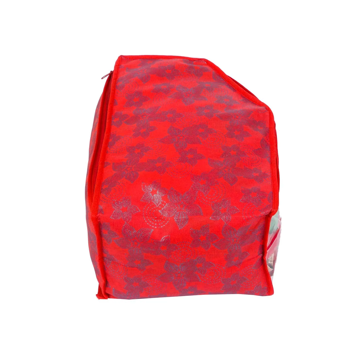 Kuber Industries Metallic Flower 9 Pieces Non Woven Blouse Cover Set (Red) - CTKTC23182