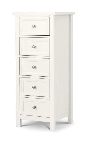 Maine 5 Drawer Tall Chest - Surf White