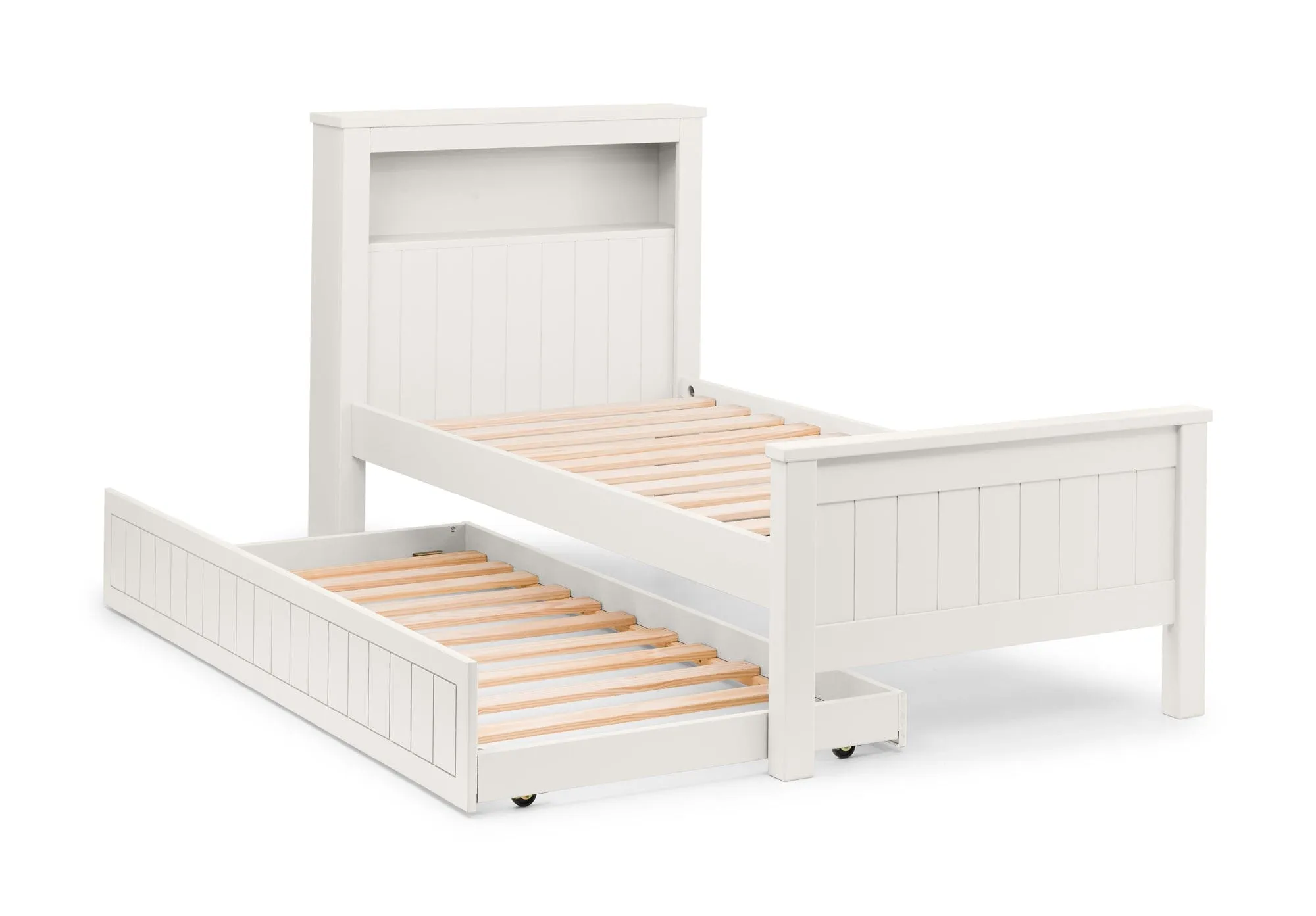 Maine Bookcase Bed Frame - Surf White