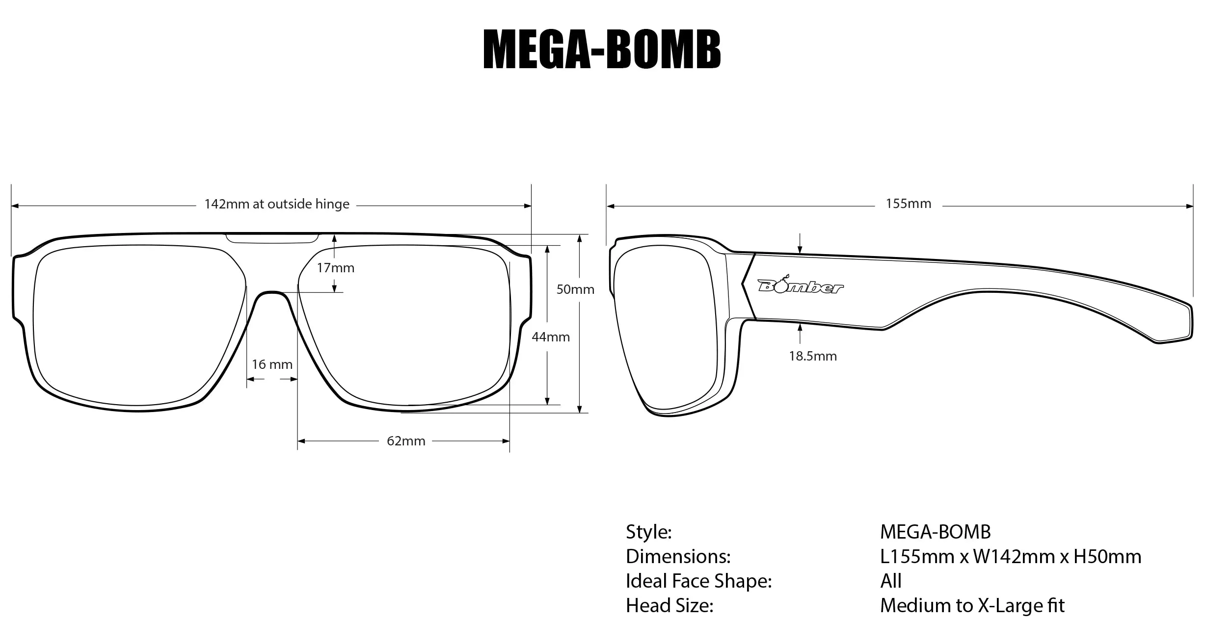 MEGA Safety - Polarized Ice Blue Mirror Crystal