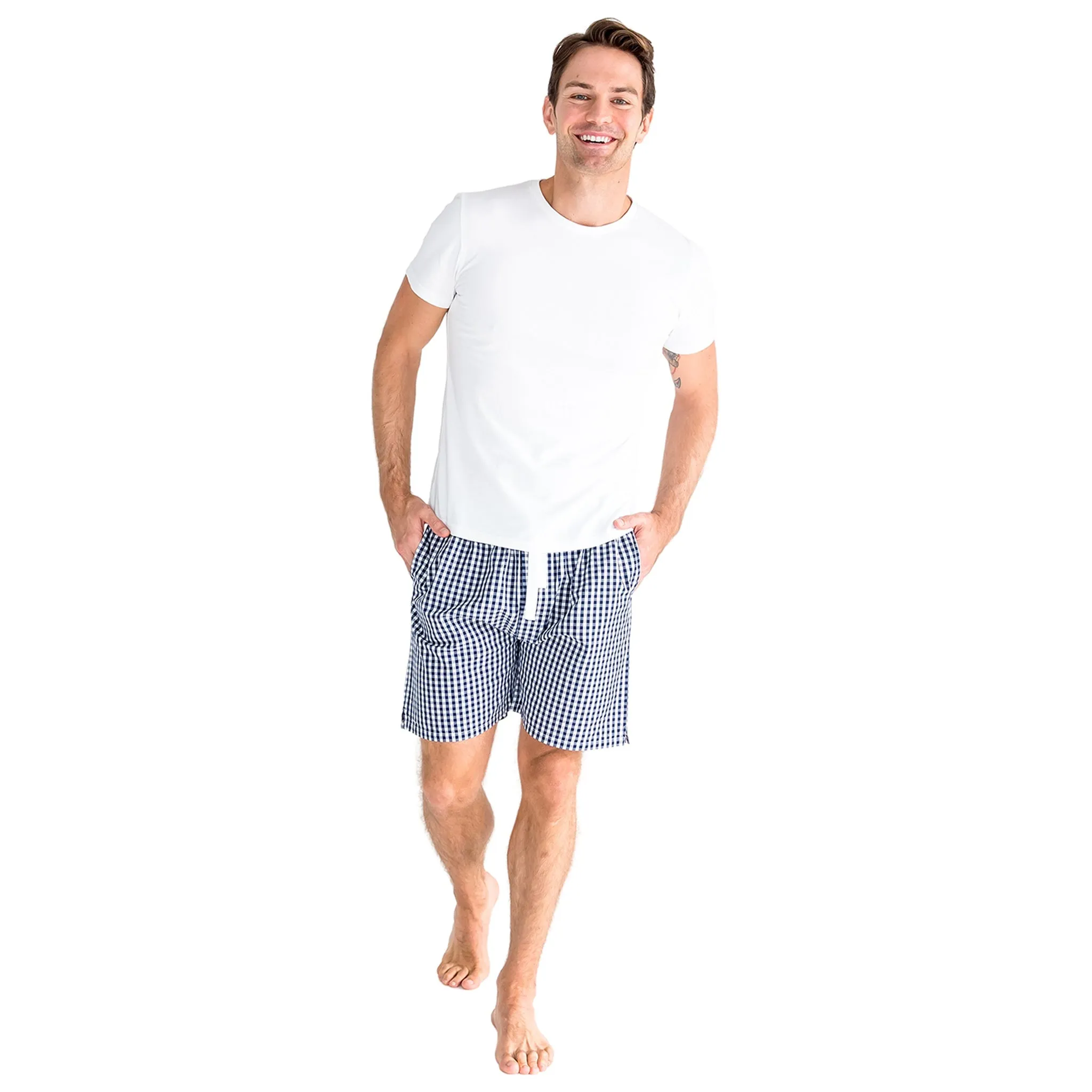 Men's Hepburn Gingham Navy Sleep Shorts