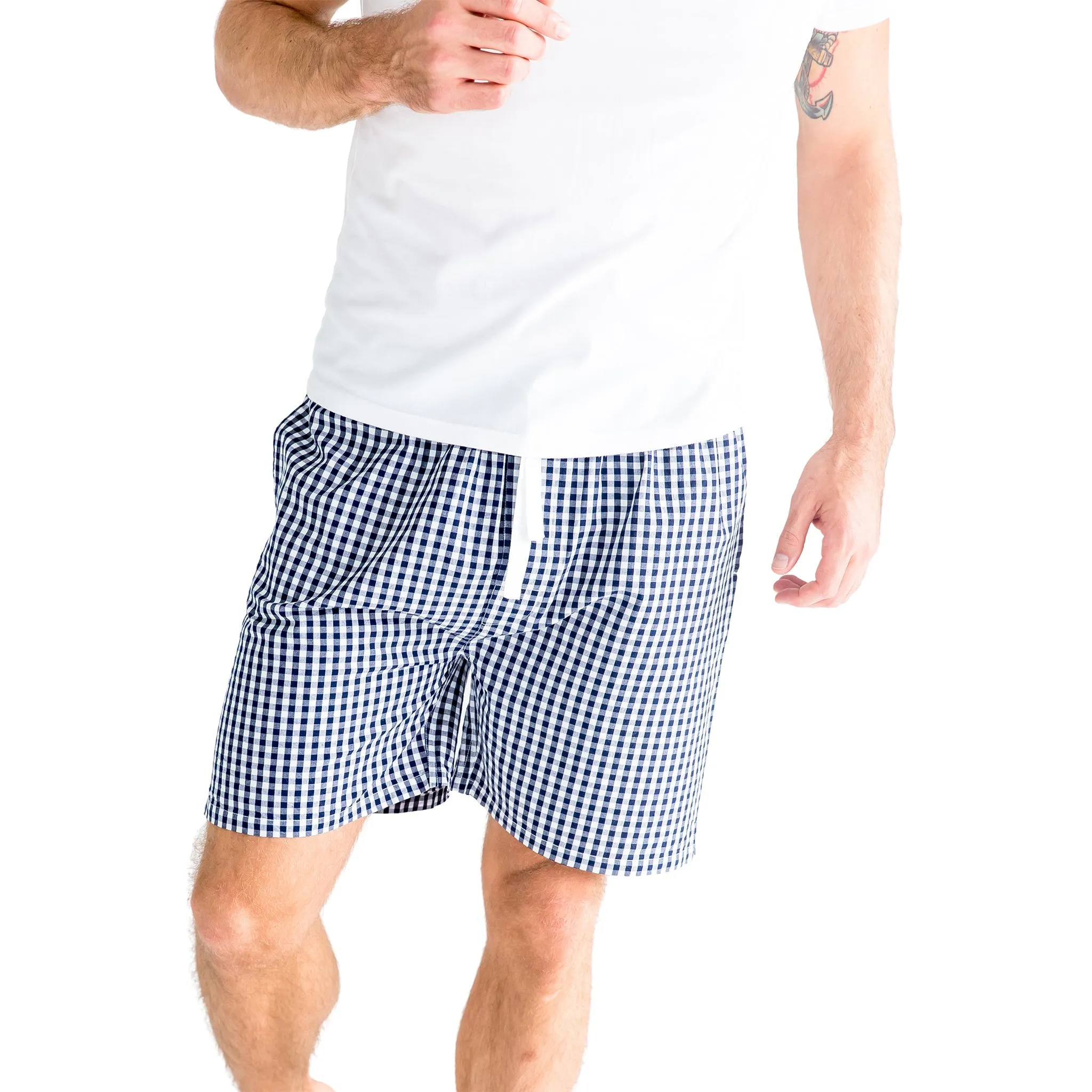 Men's Hepburn Gingham Navy Sleep Shorts