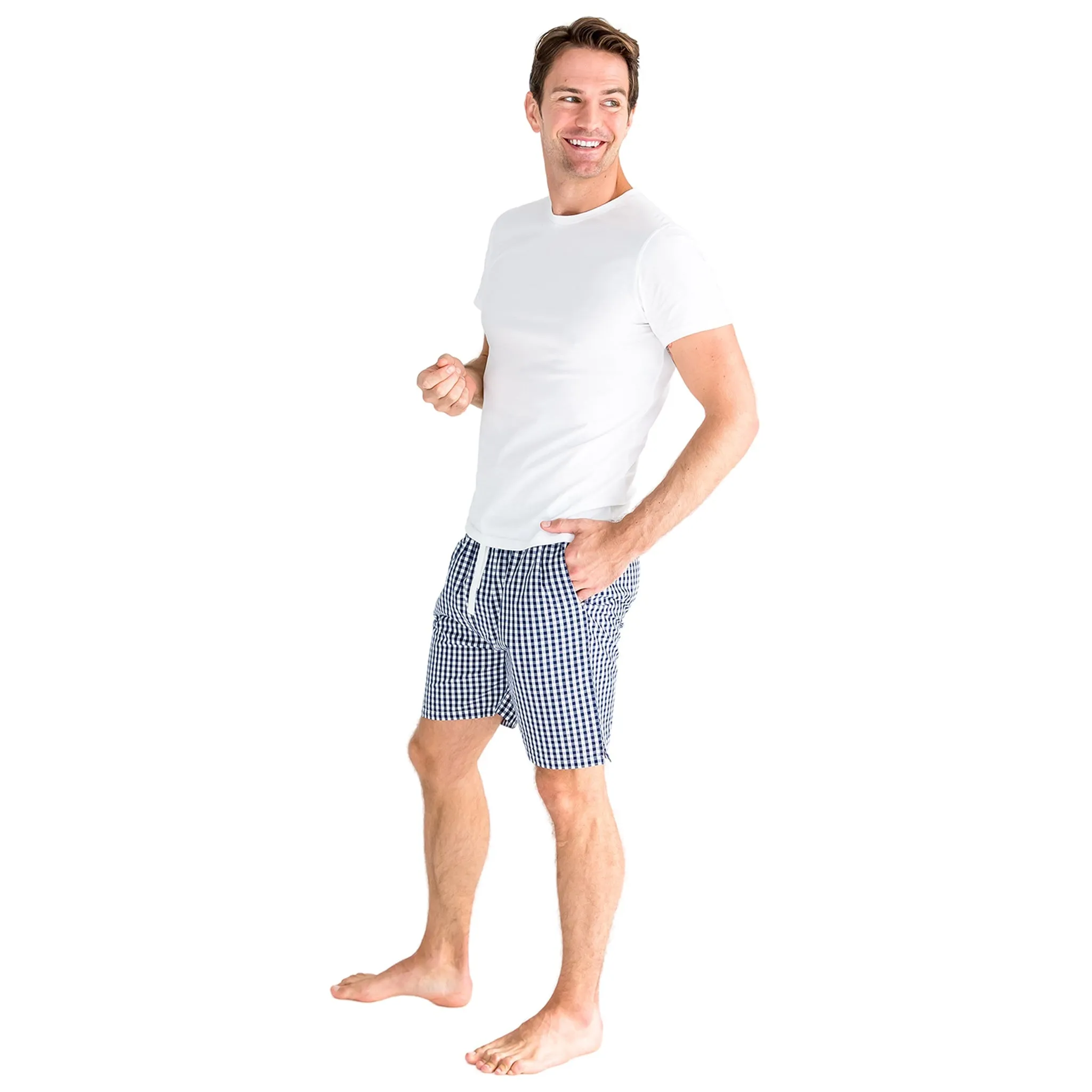 Men's Hepburn Gingham Navy Sleep Shorts