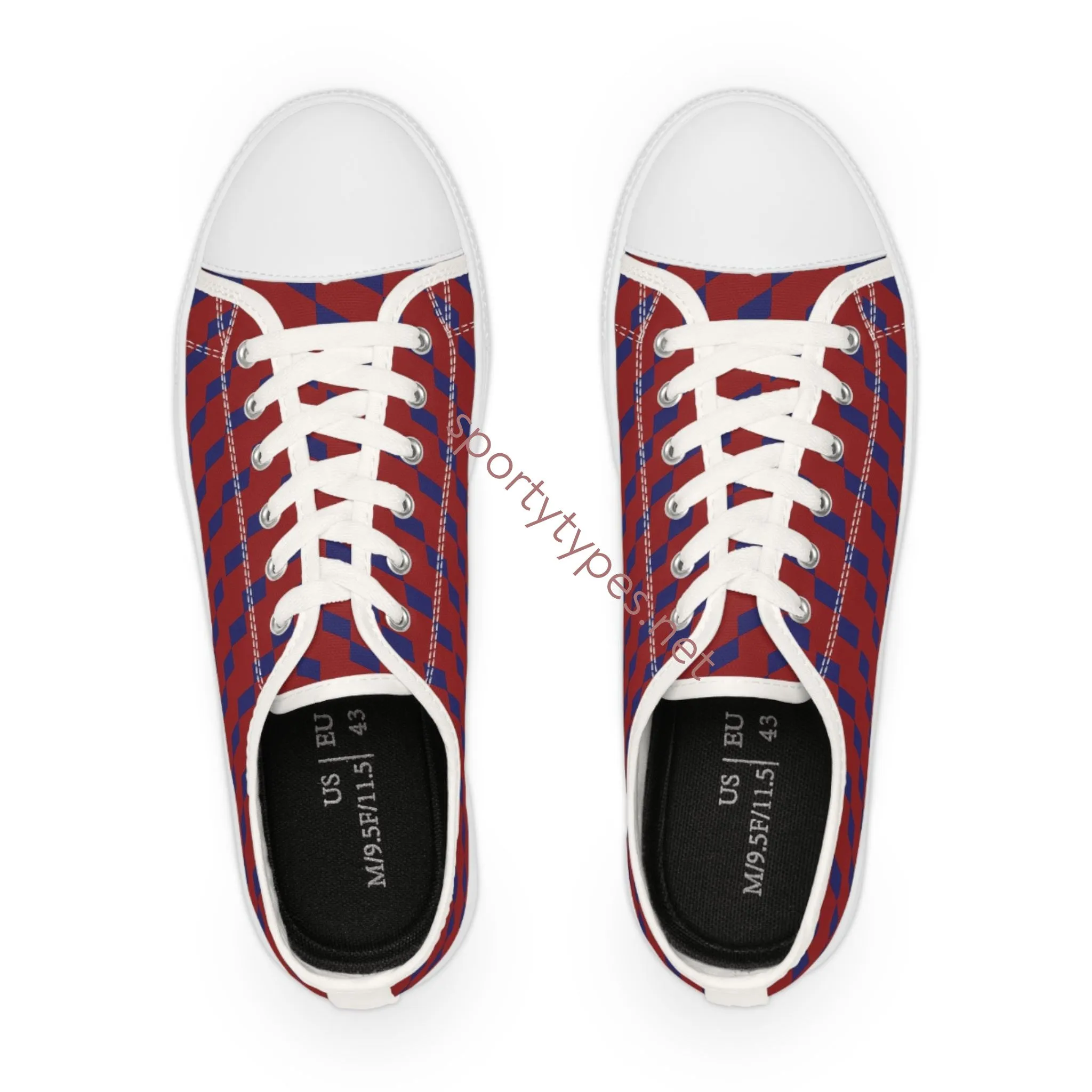 Men's Red and Blue Canvas Low Top Sneakers