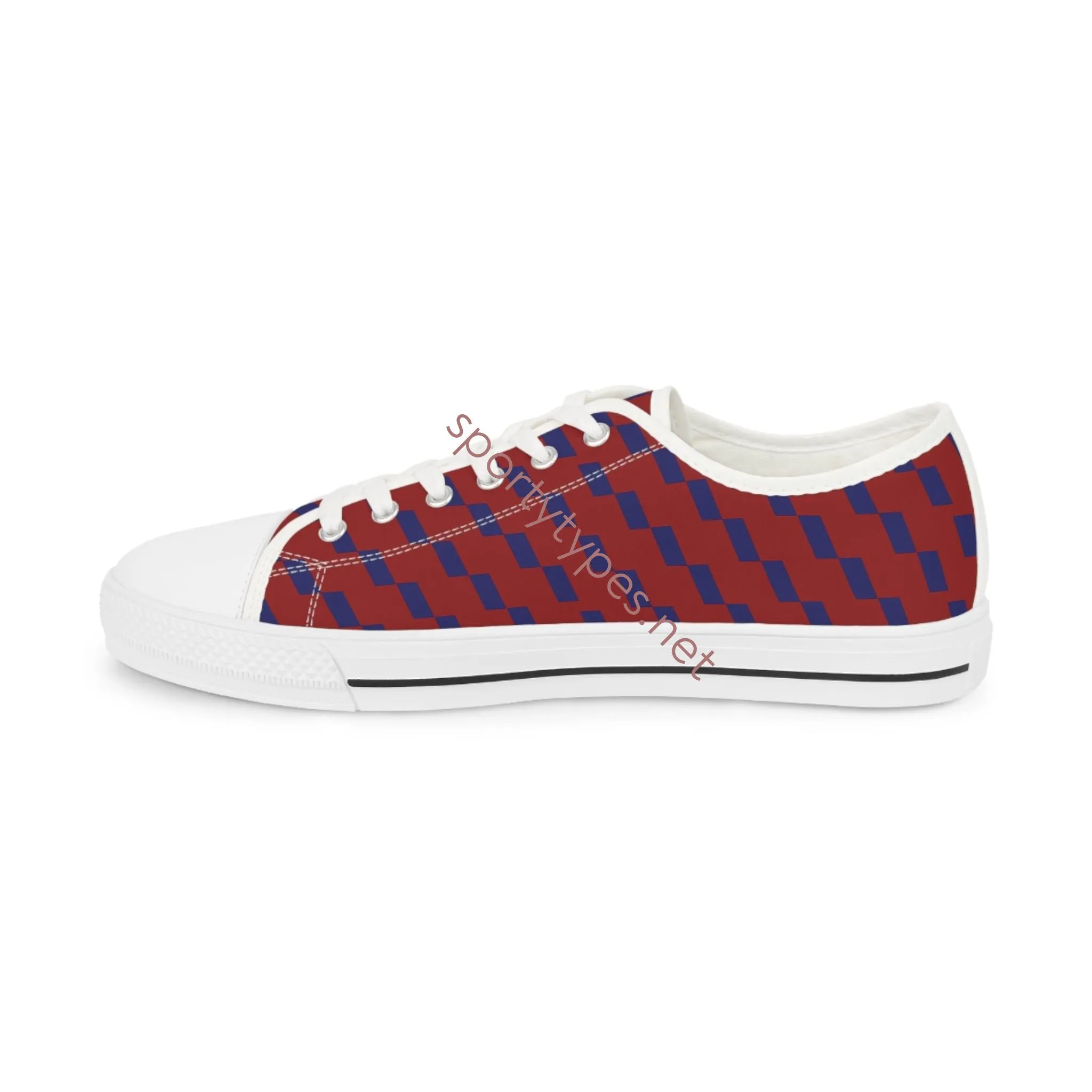 Men's Red and Blue Canvas Low Top Sneakers