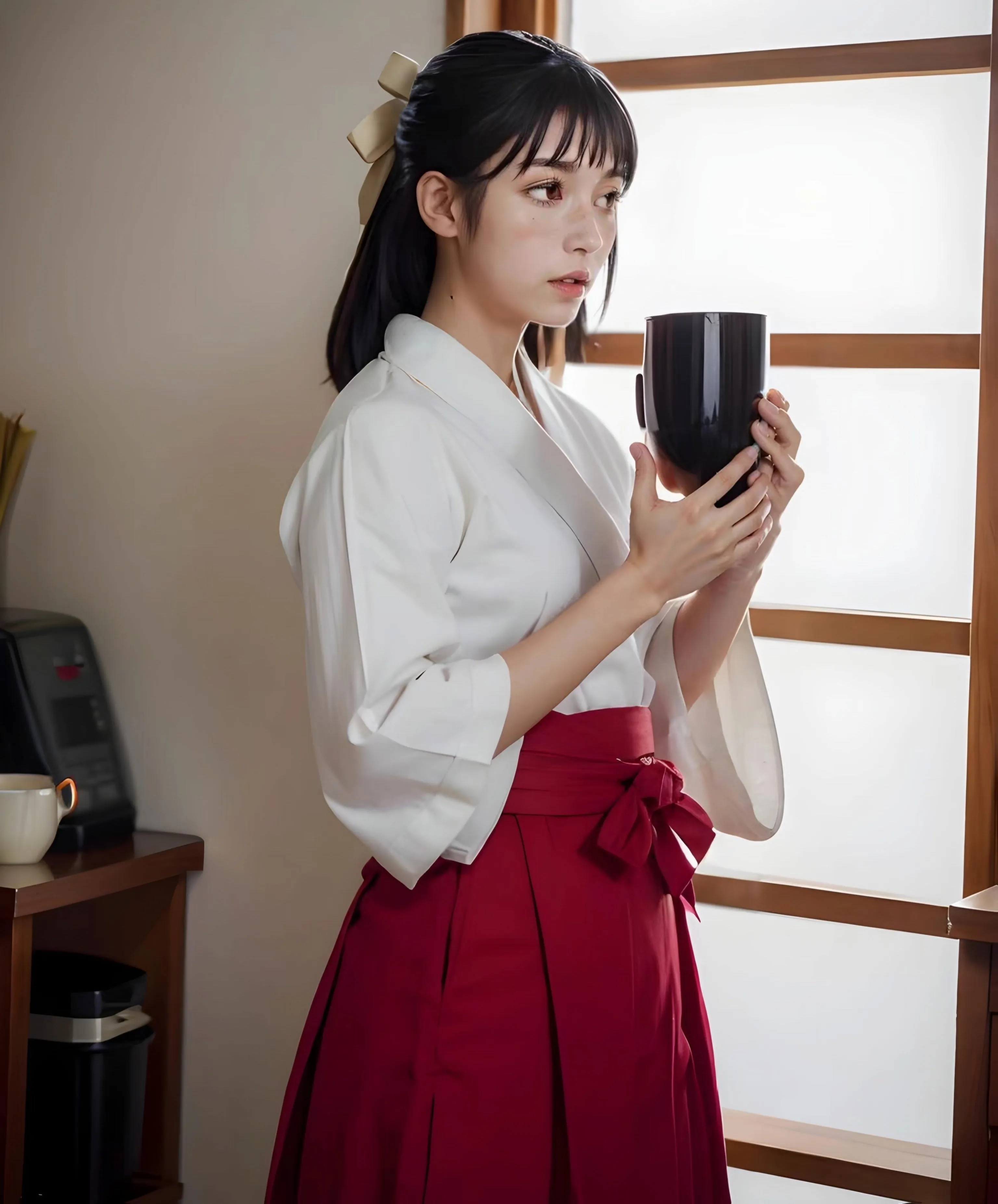 Miko Shrine Maiden Red Hakama Set