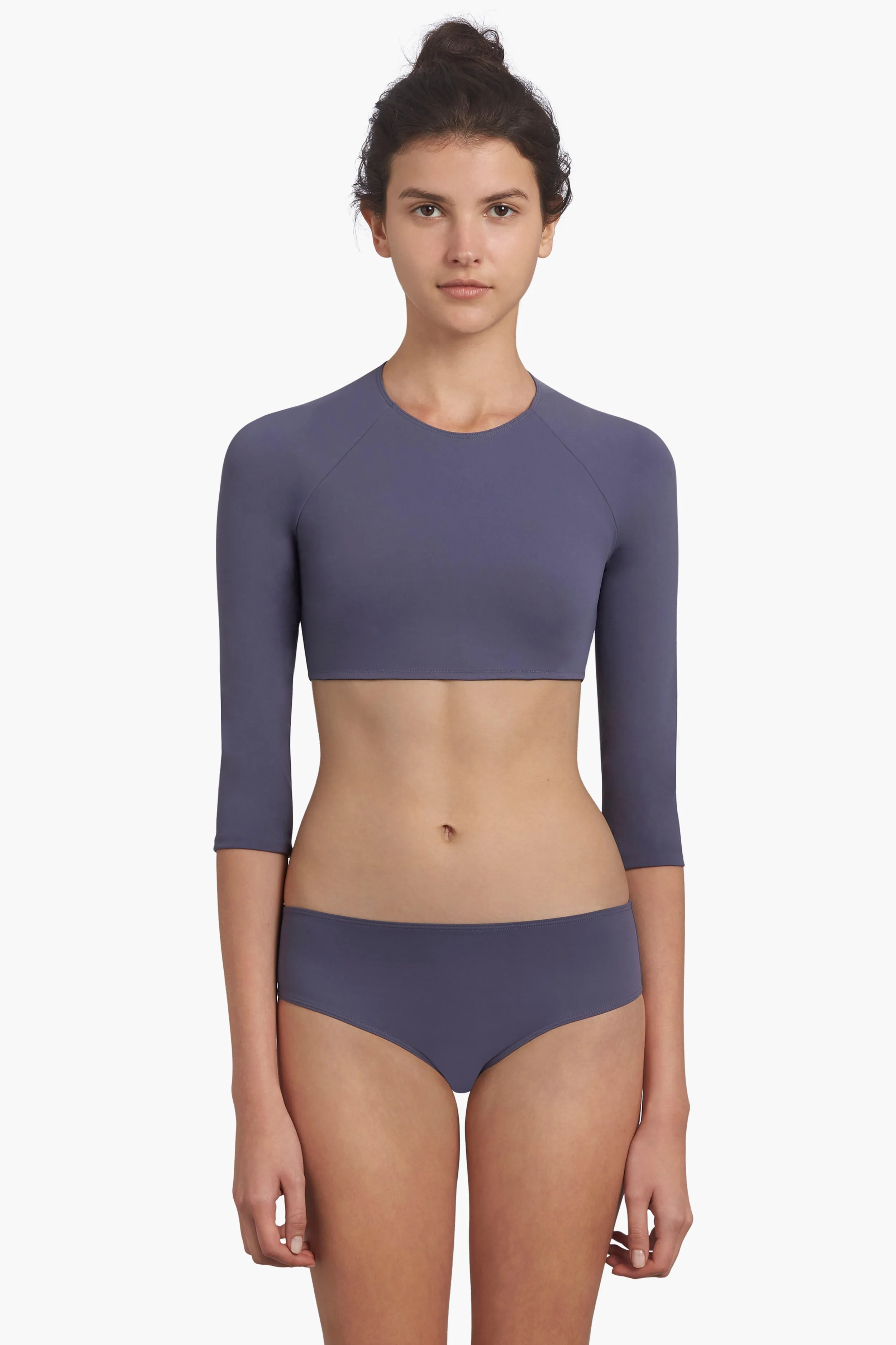 MISKA Paris Mix And Match Crop Top Girls Rashguard - Navy