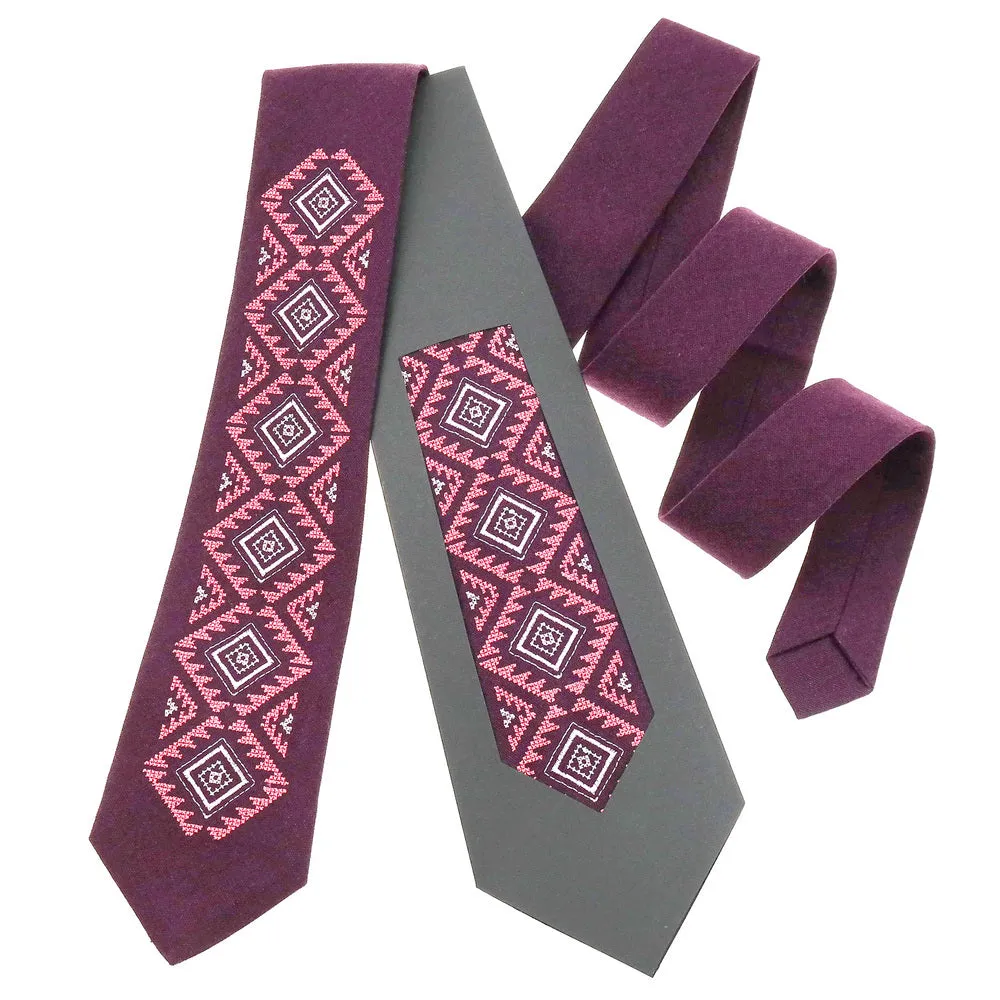 Modern Geometric Necktie - Burgundy