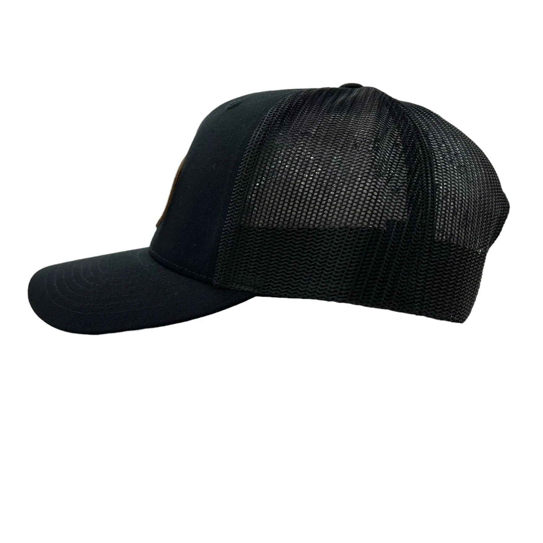 Montauk Surf and Sports The End Wave Patch Logo Leather Ostrich Style Hat in Black